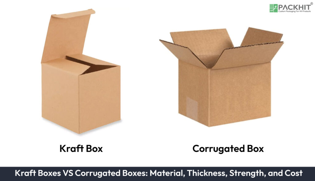 Kraft Boxes VS Corrugated Boxes Material, Thickness, Strength, and Cost Kraft Boxes VS Corrugated Boxes